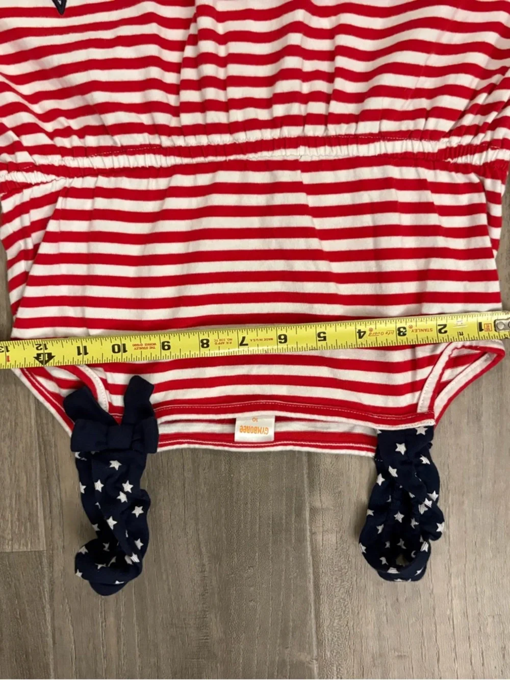 Gymboree Red & White Striped 4th of July Bow Strap Knit Dress Girls Size 10